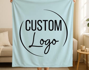 Custom Logo Blanket, Company Logo Christmas Gift, Personalized Logo Throw, College Logo Blanket, Gift for Coworker, Custom Employee Gifts
