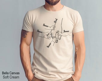 Custom Dad and Kids Hands With Names Shirt, Father Day Tee Shirt, Personalized Gifts for Dad from Kids, Holding Dad Fingers Shirt, Dad Tee