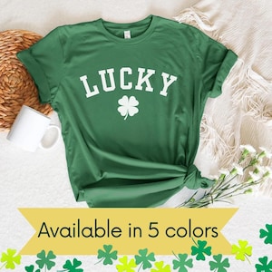 Lucky Tshirt, St. Patrick&#39;s Day Shirt, Clover Tee, Shamrock St Patty Shirt, Irish Tshirt, Simple Holiday Tshirt, Men and Women St Patty