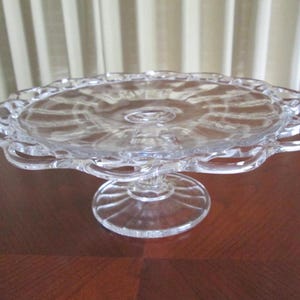 Vintage Imperial Glass Pedestal Cake Stand w/Open Lace Edge 12 1/4” W