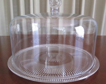 Présentoir à gâteau vintage en verre transparent - 12 3/8" de large