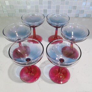 Juego de 6 copas de cristal Margot Coupes – Estilo Art Déco con efecto degradado atardecer