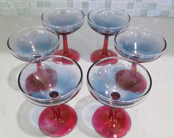 Set of 6 Margot Coupes Glassware – Sunset Ombre Art Deco Style