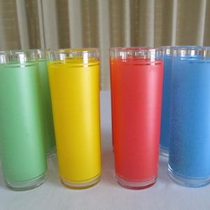 VTG FEDERAL Frosted Colored Panel Tom Collins Glasses ~ Set Of 8