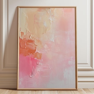 Soft Blush Abstract Wall Art | Modern Pastel Pink and Beige Digital Print | Minimalist Textured Art for Bedroom or Living Room Decor