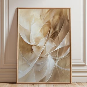 Neutral Abstract Wall Art Printable | Beige and White Minimalist Digital Download for Living Room or Bedroom Decor