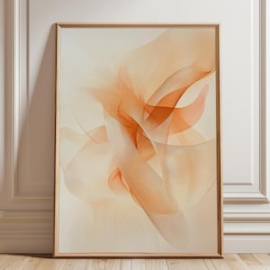 Arte mural abstracto minimalista / Impresión digital en beige y naranja / Póster de arte lineal moderno / Decoración bohemia escandinava / Descarga instantánea