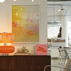 Modern soft blush textured painting on canvas-style print.