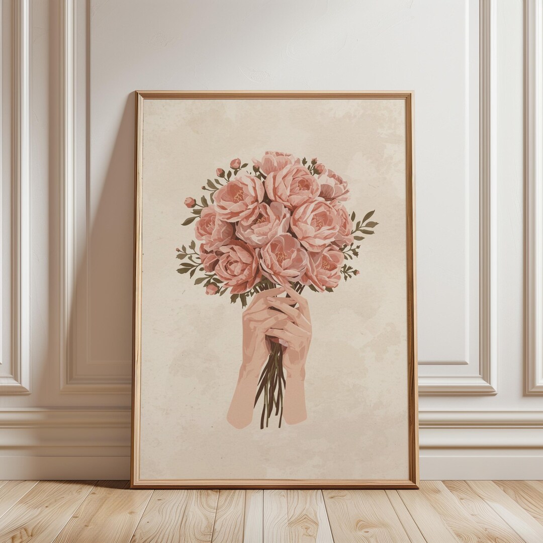 Blush Rose Bouquet Print, Romantic Floral Wall Art (digital Download ...