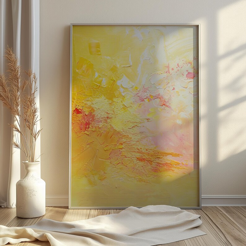 Yellow and pink printable art for living room or bedroom.