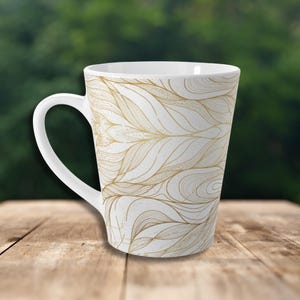 Elegant Gold Waves Latte Mug, Artistic Coffee Cup, Unique Gift for Coffee Lovers, Perfect for Home Decor, Modern Kitchenware