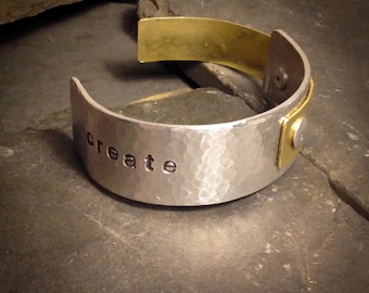 Create -- brass and Aluminum, asymmetric cuff bracelet