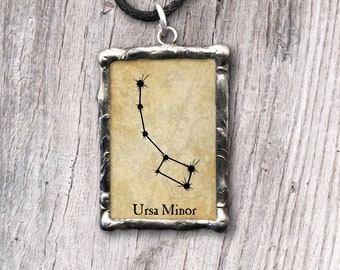 Ursa Minor: constellation pendant in glass and lead free pewter