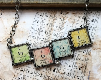 Come and FrOLiC with science! Periodic table necklace with Swarovski crystal.
