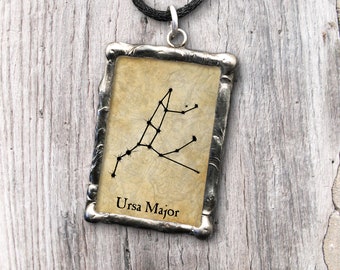 Ursa Major: constellation pendant in glass and lead free pewter