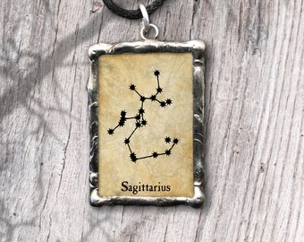 Sagittarius: constellation pendant in glass and lead free pewter