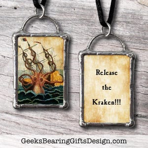 Release the Kraken, soldered glass pendant