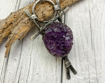 Amethyst and Pewter Pendant