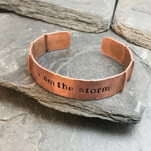 I AM THE STORM Hammered Copper Cuff Bracelet With - Etsy