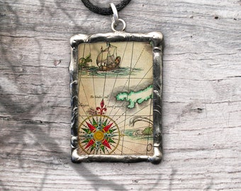 Not All Those Who Wander...soldered glass pendant with quote
