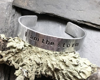 I AM THE STORM Hammered Copper and Leather Bracelet With | Etsy