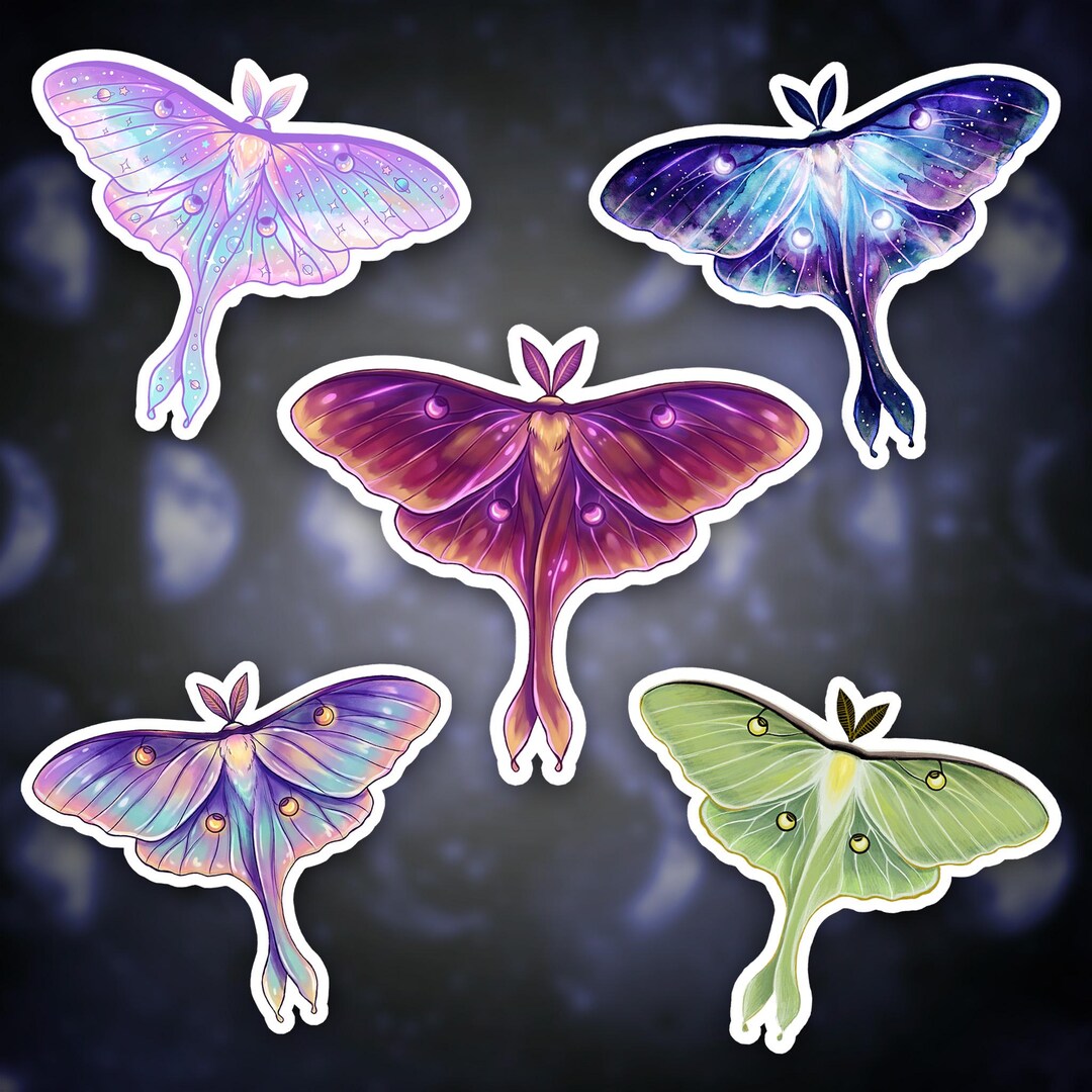 Luna Moth Decorative Kiss-cut Stickers | Iridescent Botanical Insect ...