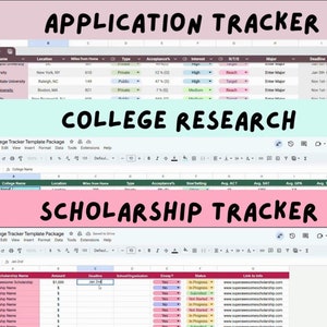 College Application Tracker & Research Template | Scholarship, College Application Tracker and Research, Customizable and Ready to Use