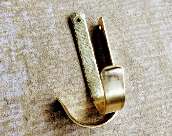 Pair of Wide Bend Brass Wall Hooks Oar Hooks Sailing Decor Brass Hook