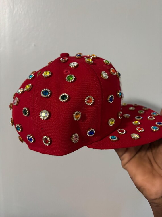 VERA NEW YORK Designer inspired RHINESTONE GOLD AND RED Baseball Hat Cap Vera New York | Accessories | Vera New York Gold Blinged  main image 4