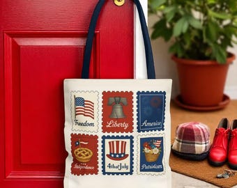 Patriotic Stamp Tote Bag: Vintage Americana 4th of July