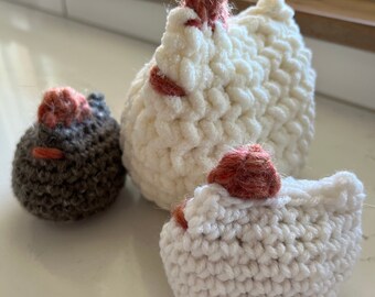 Crochet Chicken Plushie Family I Farmhouse Chicken I Amigurumi Chicken I Easter Gift Idea I Kid Gift Idea I Farm Animal Plushie