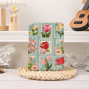 Estuche con sellos florales para Kobo/Kindle Paperwhite 12.º, correa de mano Colorsoft para Kindle 2022, funda para Paperwhite 11.º, Kindle Oasis, Kindle de 6,8'' y 7''