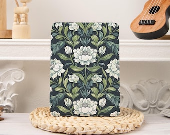 William Morris Green Flower Dark Kobo/Kindle Paperwhite Case,Kindle Colorsoft with Hand Strap,Paperwhite 11th 12th Gen 6.8" 7‘’,Kindle Oasis
