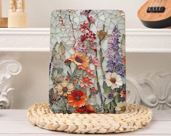 Stained Glass Flower Kobo/Kindle Paperwhite Case,Paperwhite 12th 7‘’ 11th 6.8‘’，Kindle 2024 Colorsoft, Kobo Cover,Kindle Oasis,Clear Back