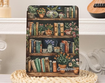 Personalised Floral Bookshelf Kobo/Kindle Paperwhite Case,Kindle 2024 Colorsoft Hand Strap,Paperwhite 11th 12th 7‘’,Kindle Oasis,Clear Back