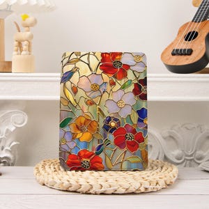 Stained Glass Flower Kobo/Kindle Paperwhite Case,Paperwhite 12th 7‘’ 11th 6.8‘’，Kindle 2024 Colorsoft, Kobo Cover,Kindle Oasis,Clear Back