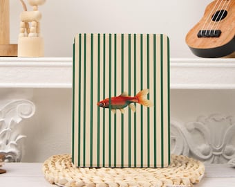 Sardines Green Stripes Kobo/Oasis/Kindle Paperwhite Case,Paperwhite 12th 7‘’,Kindle 2022 Colorsoft Hand Strap,Paperwhite 1/2/3/4,Clear Back