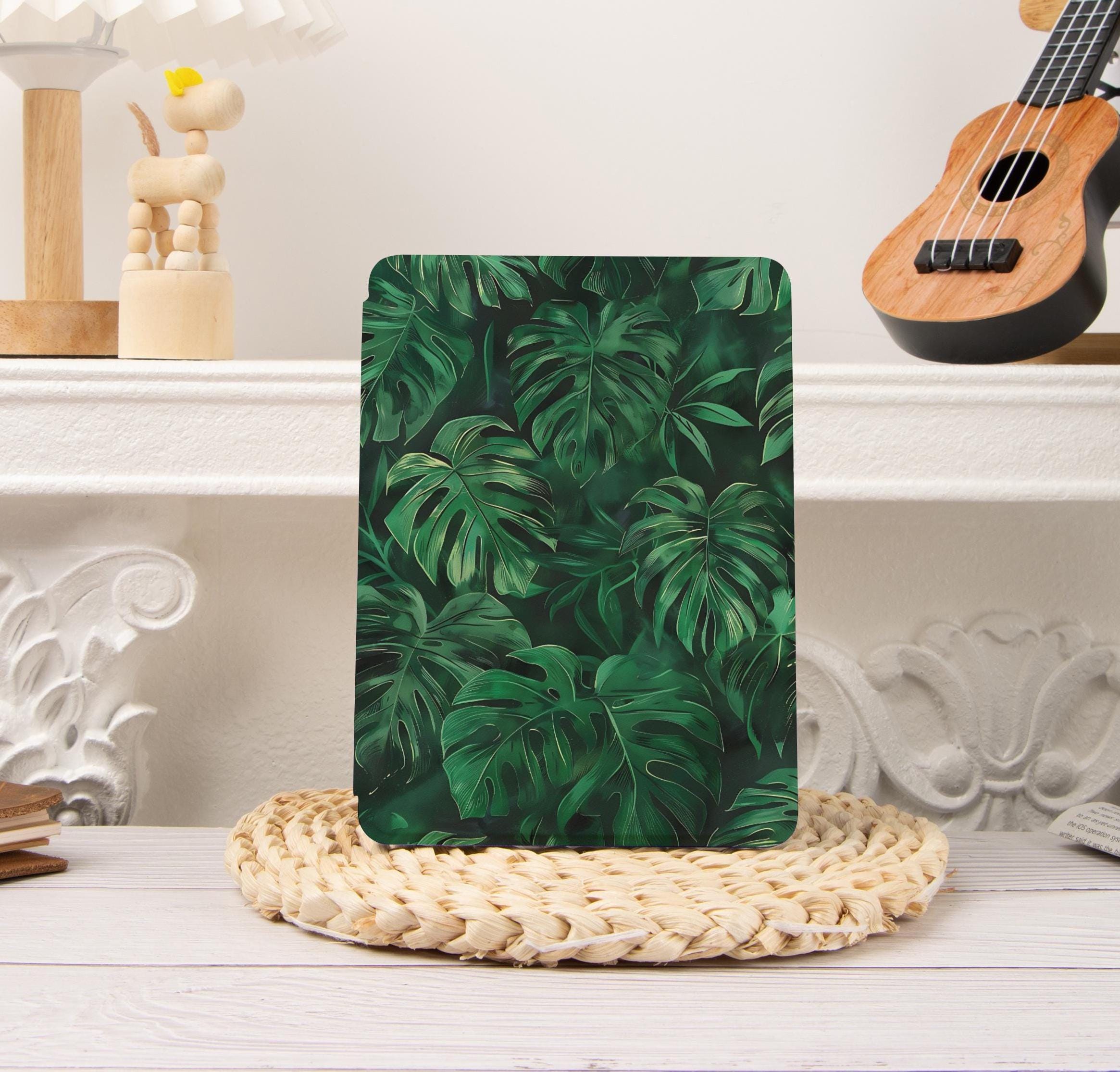 Monstera Kindle Paperwhite 11th gen 12th 6.8‘’ 7‘’ Kindle 2024 Colorsoft Hand Strap Clear Back Kobo/Oasis/Kindle Case,Paperwhite 1/2/3/4