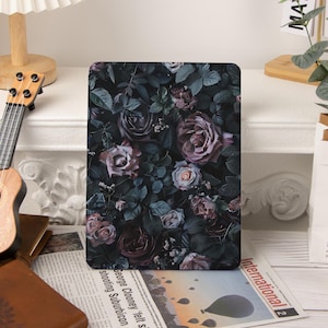 Dark Botanical Flowers iPad Case, iPad Air 4/5/6 iPad 10/9/8/7 10.9&quot; 10.5 10.2‘ iPad Pro 12.9&#39;&#39; 2022/2021 Pro 11&quot; 13&#39; iPad Mini 6 Case Cover