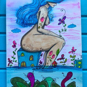 Stuck Nowhere - original surreal drawing/painting