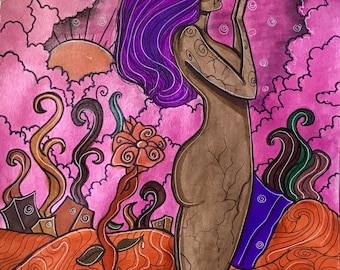 Blossoming into Hope - original drawing/painting