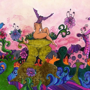 Freedom is Where the Flowers Bloom - original drawing/painting