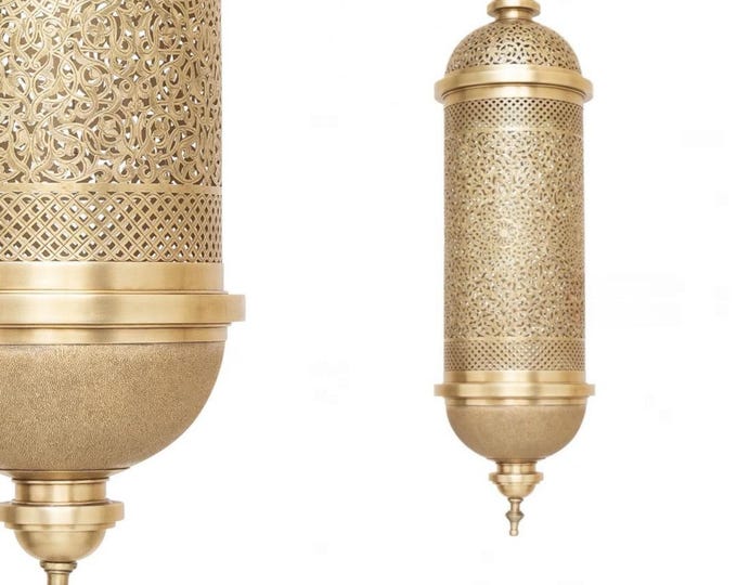 Featured listing image: Moroccan Brass Pendant Light – Handmade Ceiling Fixture with Intricate Design
