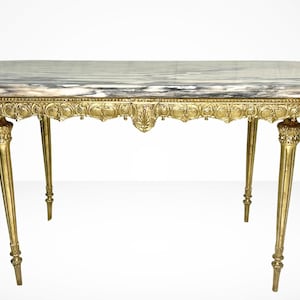 Vintage Italian Marble Coffee Table: Solid Brass Legs, Victorian Style