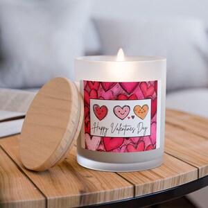 Valentine&#39;s Day Scented Candle: Wood Wick, Frosted Glass, Soy Wax