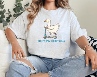 Funny Goose Shirt: Retro Cartoon Goose on Scooter Tee