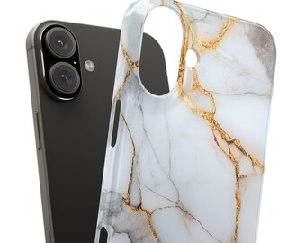 ホワイトマーブルiPhoneケース｜金継ぎデザイン、エレガントなカバー