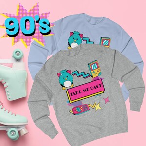 90er Jahre Nostalgie Sweatshirt | Y2K Retro Grafik Rundhalsausschnitt