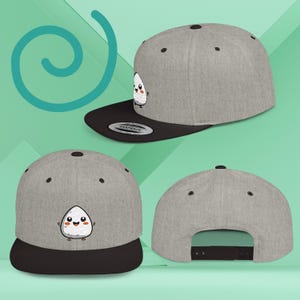 Gorra snapback Kawaii Onigiri / Gorra bordada con sushi lindo / Gorra ajustable para uso diario / Regalo para amantes de la comida japonesa / Gorra estética de anime