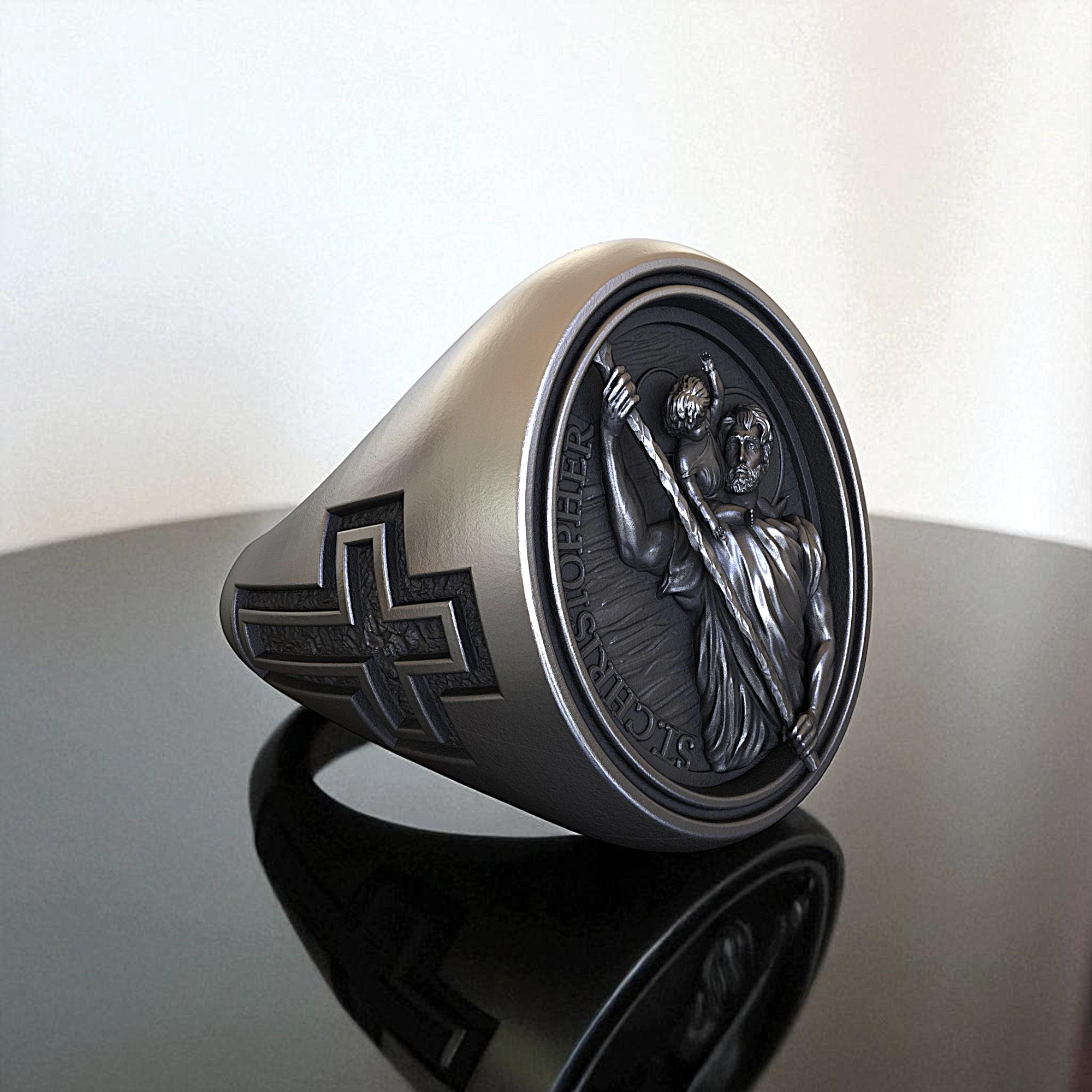 Anillos De San Cristóbal De Acero Inoxidable 316L Para Hombre